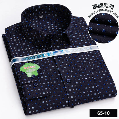 Men's Long Sleeve Casual Shirts Fashion Print Cotton Standard Fit Button Pocket Soft Shirts For Man Office Business Dress New