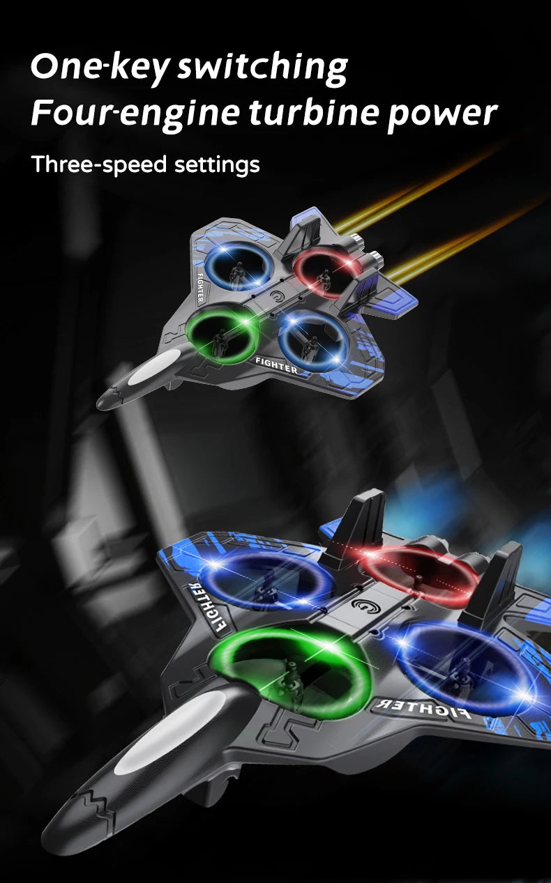 L101 RC Foam Airplane 2.4G RC Fighter Stunt Tumbling Helicopter with LED Colored Lights Airplane Model Toy
