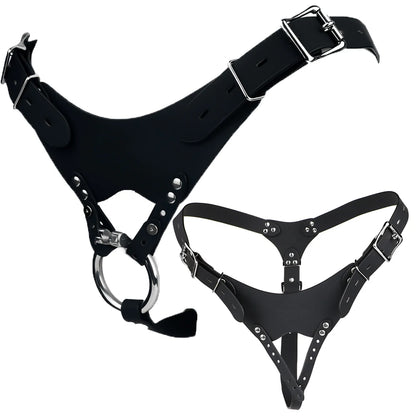 LEZEE Sissy Chastity Belt Harness For Male Chastity Cage Auxiliary Lock Belts Penis Bondage Band Underwear BDSM Sex Toys For Men