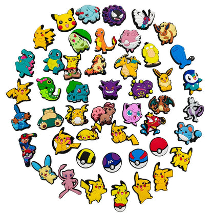 20-100Pcs Potdemiel Pokemon Series Shoe Charms For Slides Clog Sandals Shoes Decorations Accessories For Friend Party Gifts