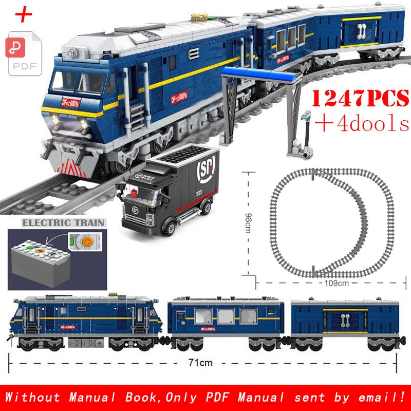 City Trains Flexible Tracks Forked Straight Curved Rails Switch Building Block Bricks High-Tech Creative Toys for kids gifts