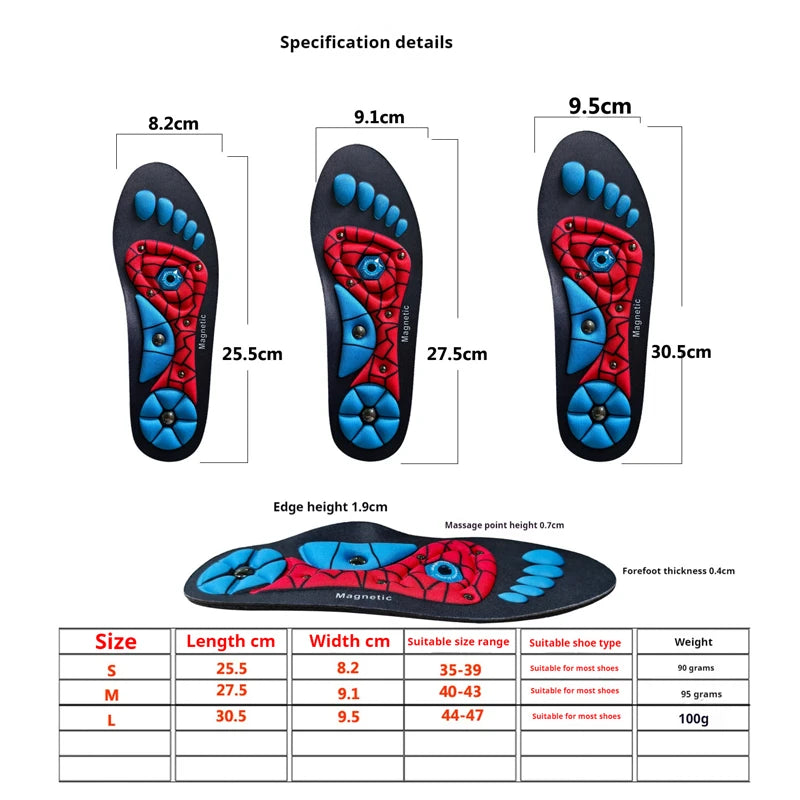 Plantar Acupoint Massage Insoles Men Women Magnetic Therapy Massage Insole Arch Support Orthopedic Shoe Pads 2Pcs/4Pcs