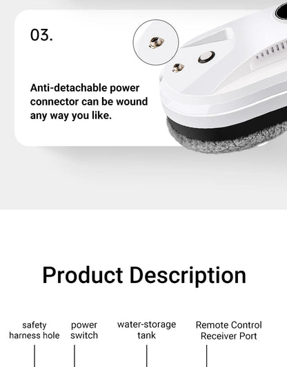 DIVEDEER Intelligent water spray window cleaner with automatic water spray function anti-fall magnetic glass home smart cleaner