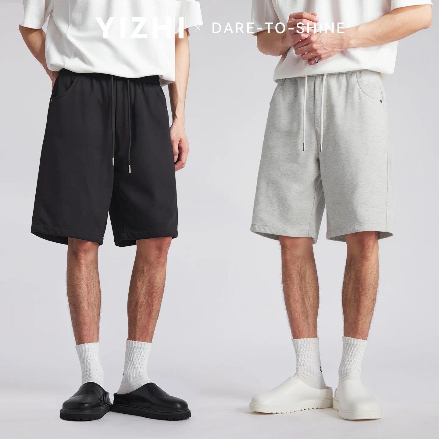 Men's Draped Ice Silk Casual Shorts Summer Solid Color Loose Drawstring Elastic Waist Wide Leg Five Points Sports Middle Pants