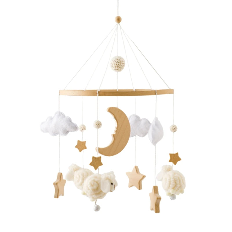 Baby Crib Bed Bell Rattle Toy 0-12 Months Wooden Mobile Cartoon Bee Bed Bell Hanging Toy Holder Bracket Infant Crib Bracket Gift