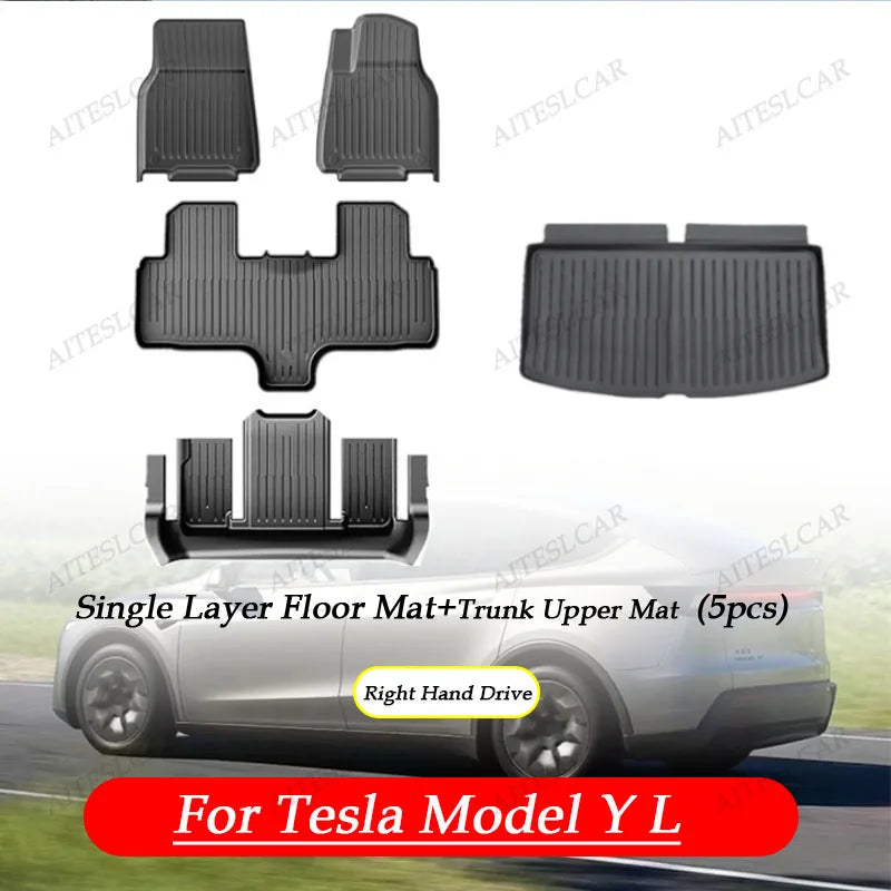For Tesla New Model Y L Launch Premium / Performance 2026+ TPE Floor Mats Luggage Mat Wear-resistant Foot Pads ModelY Trunk Mats