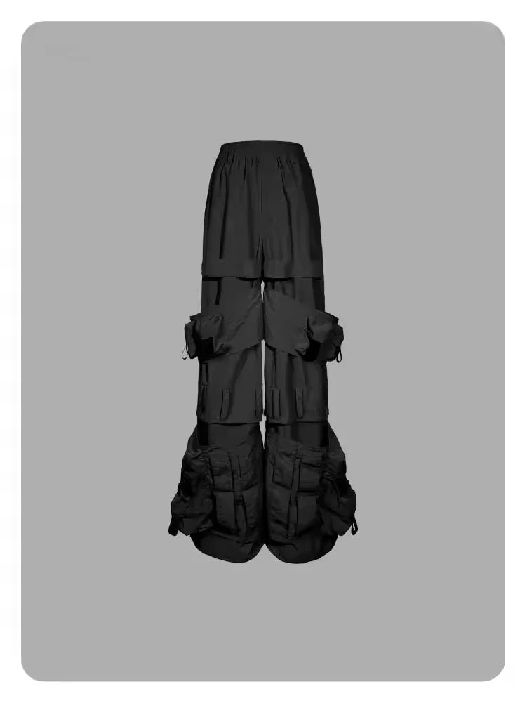 Lautaro Autumn Long Red Waterproof Nylon Cargo Techwear Pants Cyberpunk for Men Many Pockets Luxury Designer Emo Clothes 2025