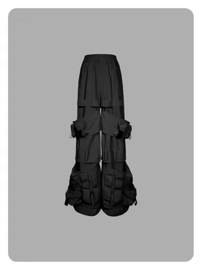 Lautaro Autumn Long Red Waterproof Nylon Cargo Techwear Pants Cyberpunk for Men Many Pockets Luxury Designer Emo Clothes 2025