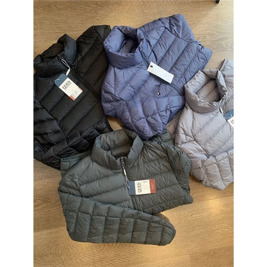 Ultra-Value Ultra-Light 90 down Cotton Men's Stand Collar Warm Coat Standard Fit Short Style Spring Youth Trend Bamboo Brand