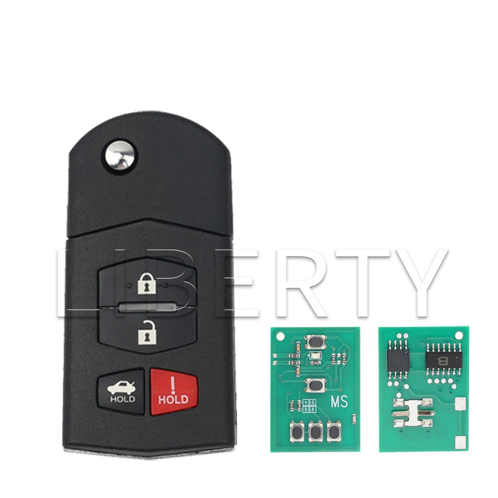 Liberty For Mazda 2 6 2007 - 2011 Remote Flip Car Key Fob FCC KR55WK43451 PN GS1F-67-5RYA 4D63 Chip Replacement Auto Keys