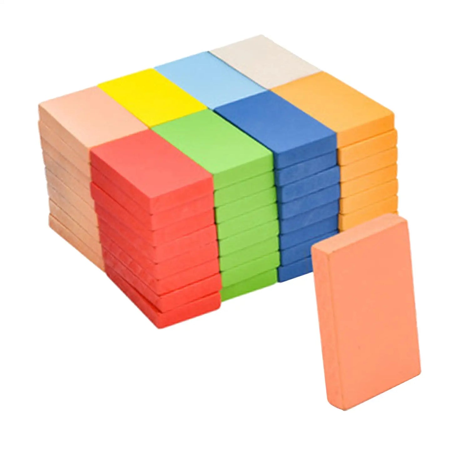 80x Colorful Wooden Building Blocks Kid Educational Toys Gift for Boys Girls