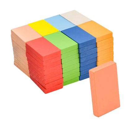 80x Colorful Wooden Building Blocks Kid Educational Toys Gift for Boys Girls