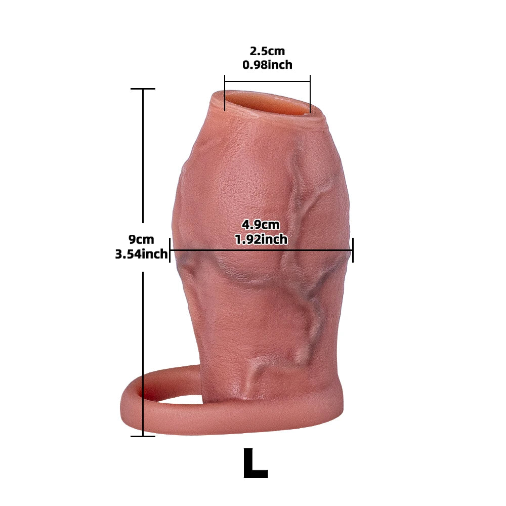 Open-Head Penis Sleeve with Round Granular Beads Dots-Silicone Male Delay Lock Sperm Ejaculation Reusable Cock Extender Sex Toy