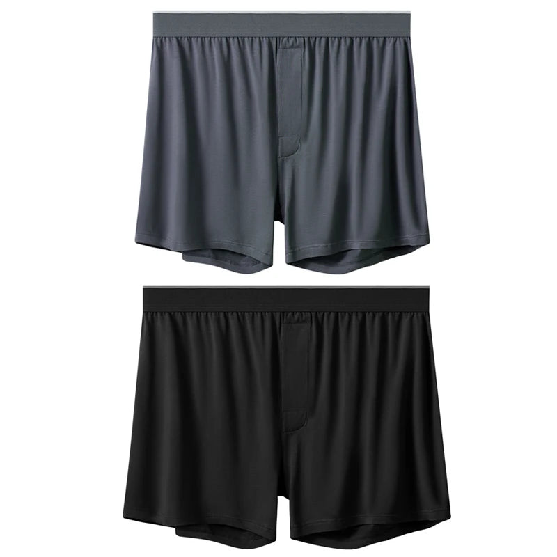 2pcs Men Modal Underwear Male Soild Casual Boxer Shorts Elastic Waistband Button Man Boxer Underwear Comfortable Shorts for Home