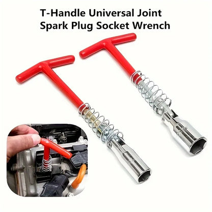 21mm/0.82inch Spark Plug Socket Tool,Easy Bend Flexible Socket Wrench,T-handle Spark Plug Removal Wrench,For Nut Removal