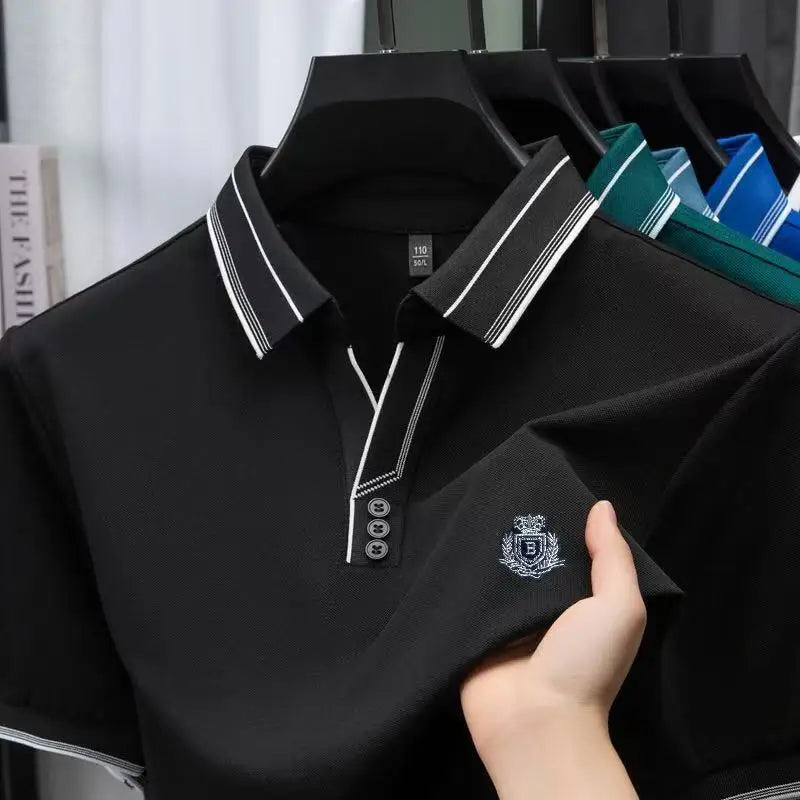 Quality Man Short-Sleeved Polo Shirt Lapel Letter Print Summer Best Seller British Style T-Shirt Outdoor Golf Leisure Men's Wear