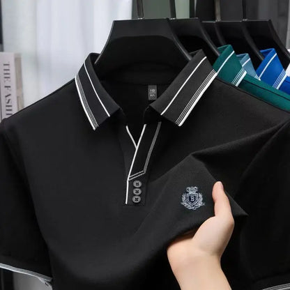 Quality Man Short-Sleeved Polo Shirt Lapel Letter Print Summer Best Seller British Style T-Shirt Outdoor Golf Leisure Men's Wear
