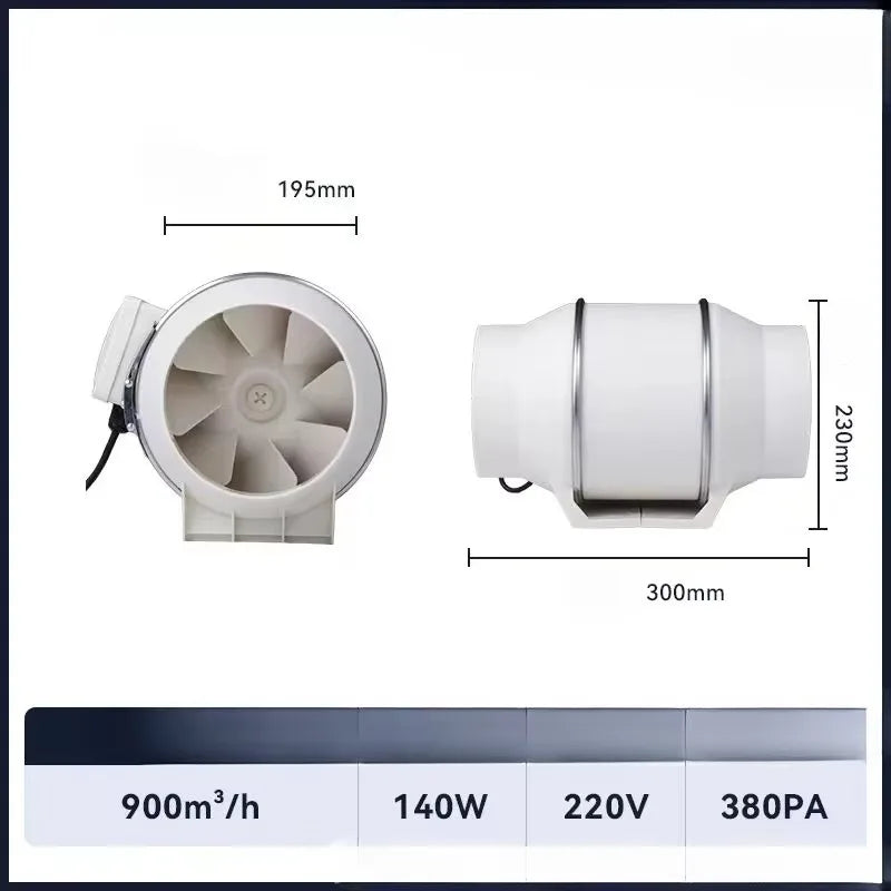 220V Quiet Copper Motor Ventilation Exhaust Blower High Efficiency Exhaust Inline Duct Fan Vents