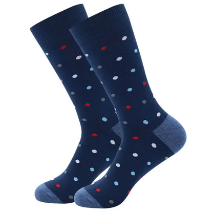 5Pairs Mens Fun Dress Socks, Pattern Funny Socks Pack, Colorful Striped Combed Cotton Novelty Socks，Cool Breathable Casual Socks