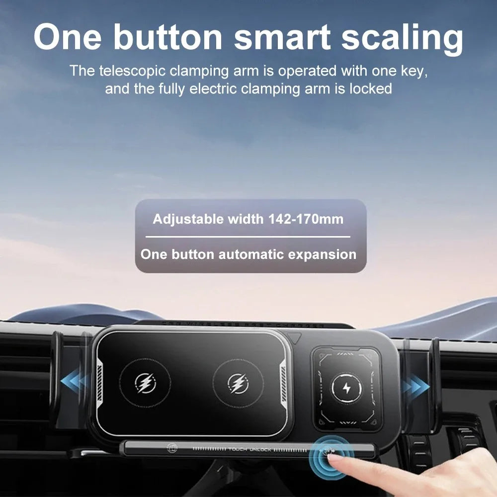 Rotation Universal 15W Car Phone Wireless Charger Holder Stand for Samsung Galaxy Fold 6 5 4 3 Z Flip S25 S24 iPhone 16 15