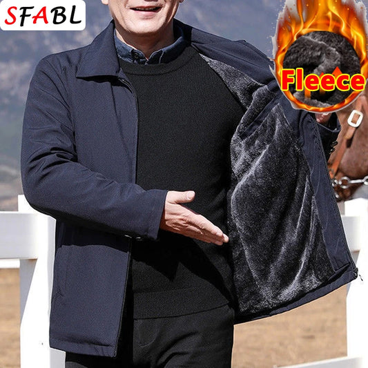 Casual Thermal Warm Winter Jackets for Men Business Blazers Coat Fleece Lining Men's Winter Jacket Luxury Parka Outerwear L-3XL