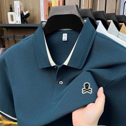 100% Pure Cotton Men's Comfort Breathable Sleek Polo Shirt Business Work Golf Versatile Short Sleeve Premium Offset Printing Tee