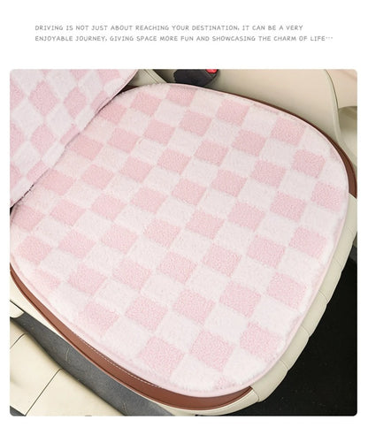 Pink Car Seat Cushion Covers Winter Thick Warm Anti-Slip Plush Comfortable Simple Design Car Seat Cover Seat Accessories