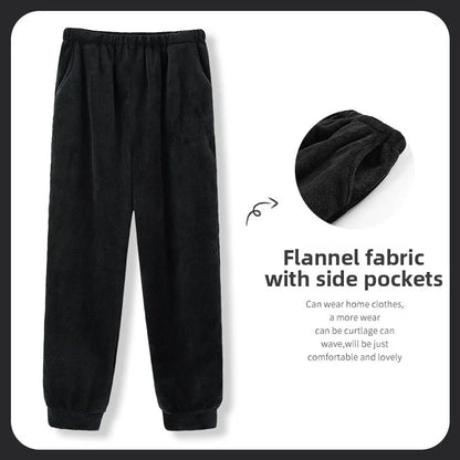 Men's Winter Thickened Fleece Coral Velvet Home Clothes Pants Plaid Patterned Home Pants Warm Comfortable mid Waist Elastic