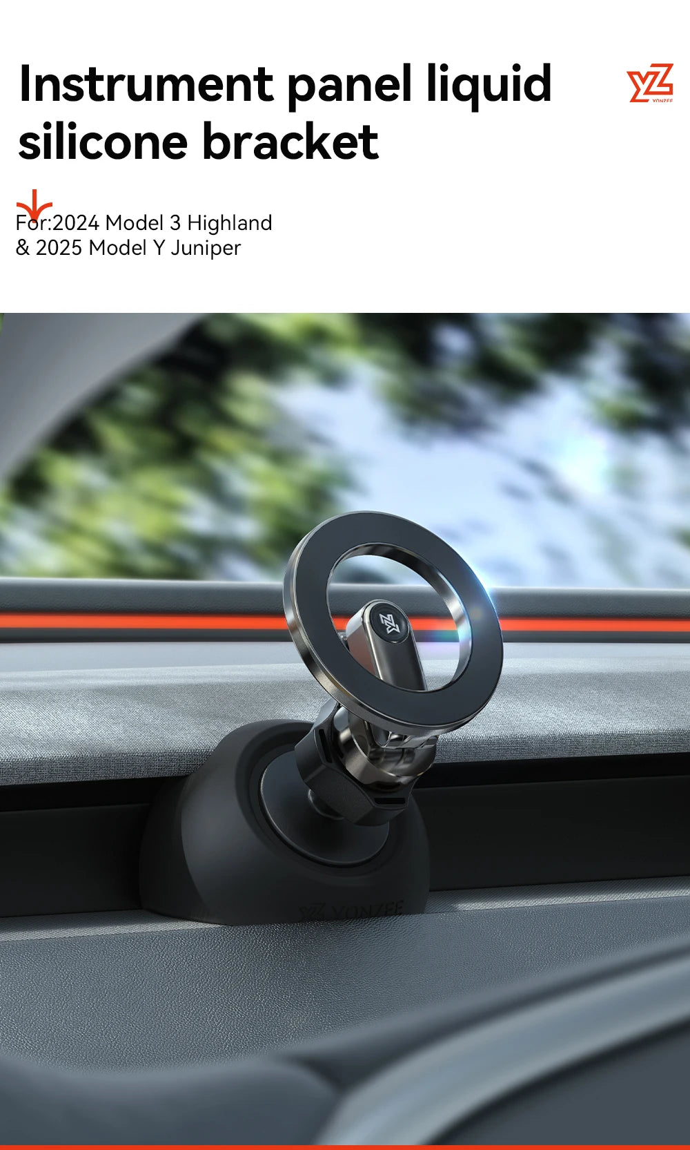 YZ For Tesla Highland Model 3/Y/YL Juniper Strong Magnetic Phone Holder for iPhone 17 16 Pro Max Samsung phones Air Outlet Base