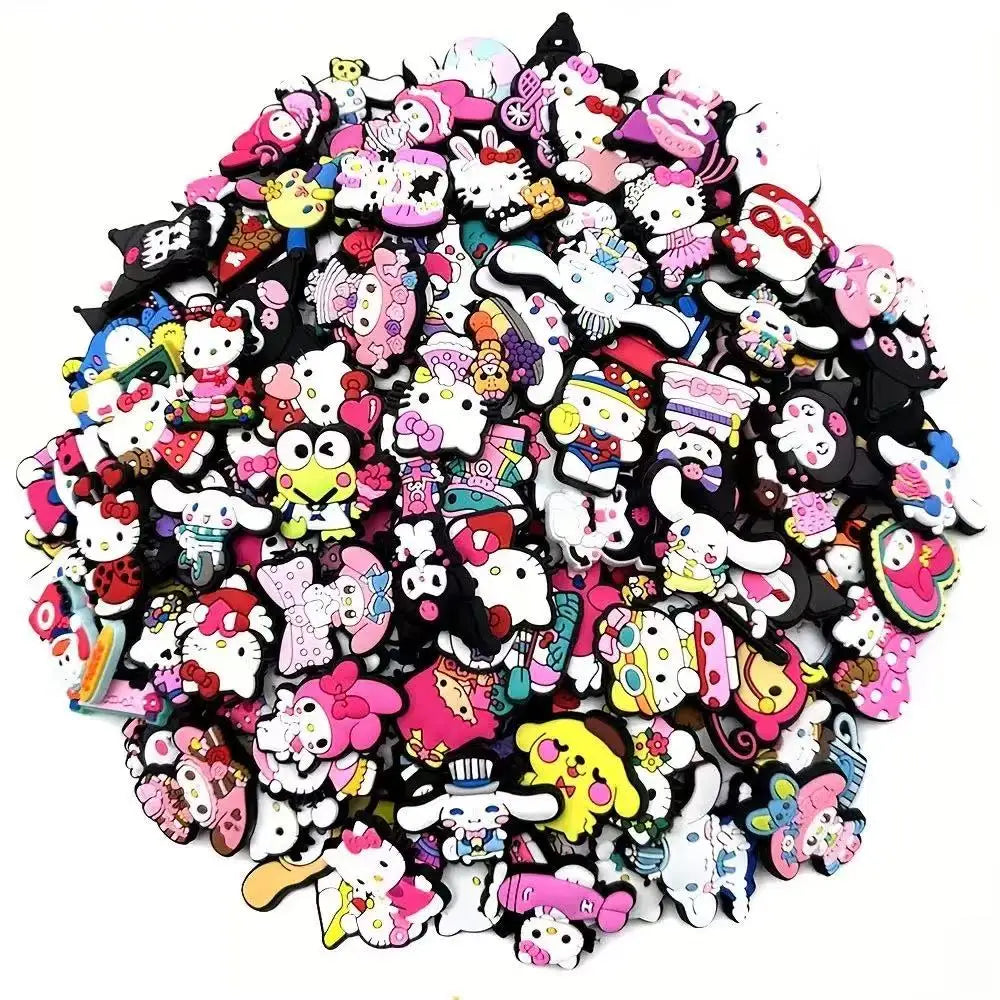 Mesuca Mixed Random Sanrio Hello KT 20-100 Shoe Charms For Sandals,Shoe Decoration Accessories Shoe Pins Great Gift For Men Wom