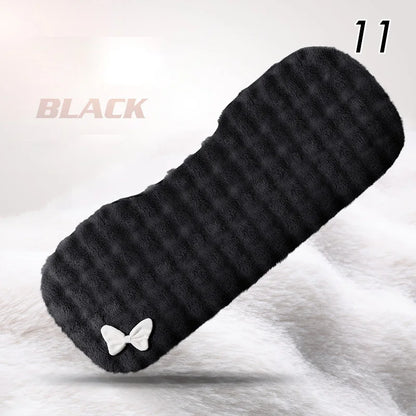 Winter Plush Car Seat Cover Bowknot Fashion Cute Women's Automotive Interior Protector Steering Wheel Warm Cushion Car Pillow