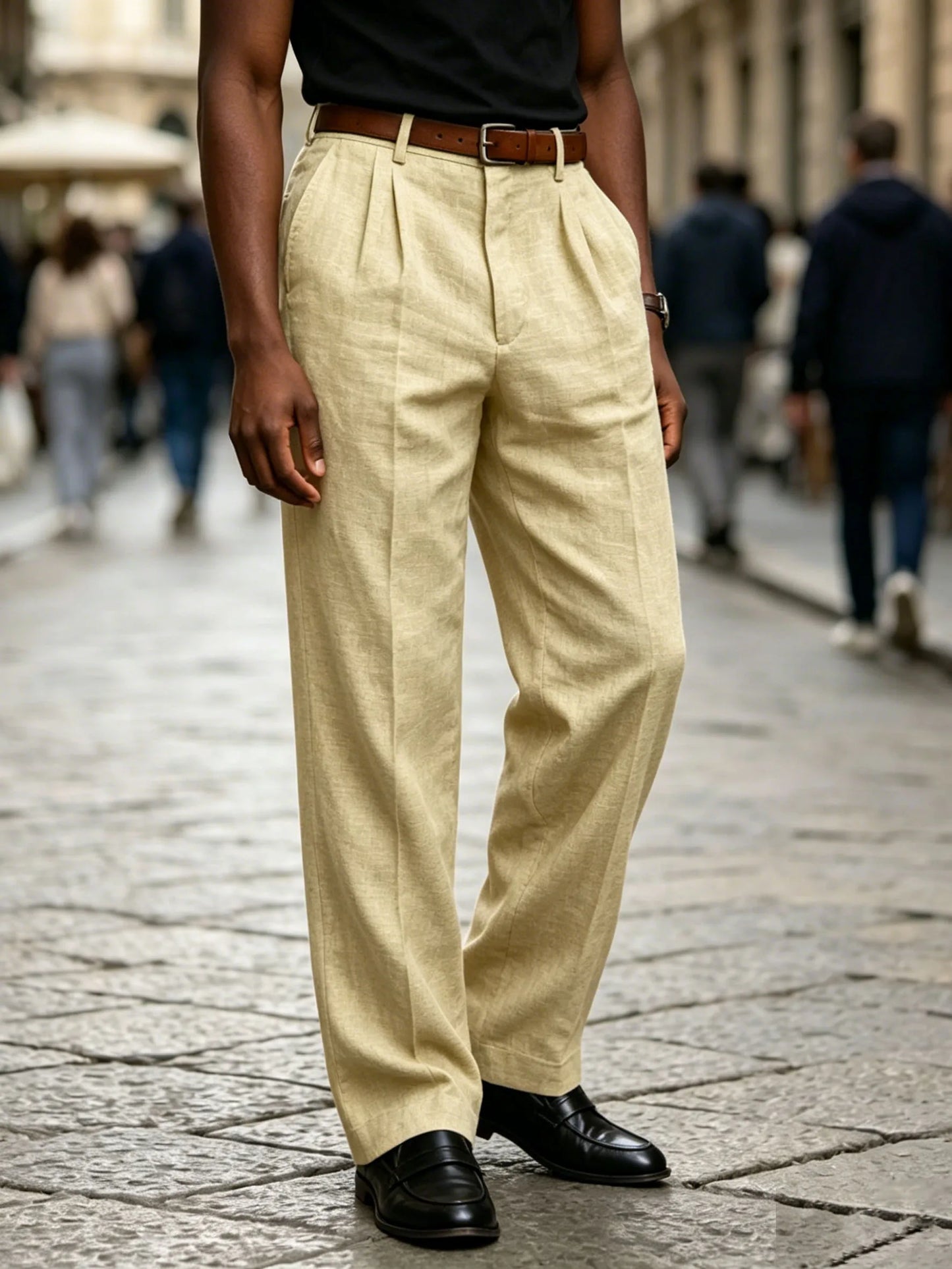 Men's Formal Linen Summer Pants Straight Tube Solid Color Comfortable Breathable Formal Business Fashion Basic Style Trousers