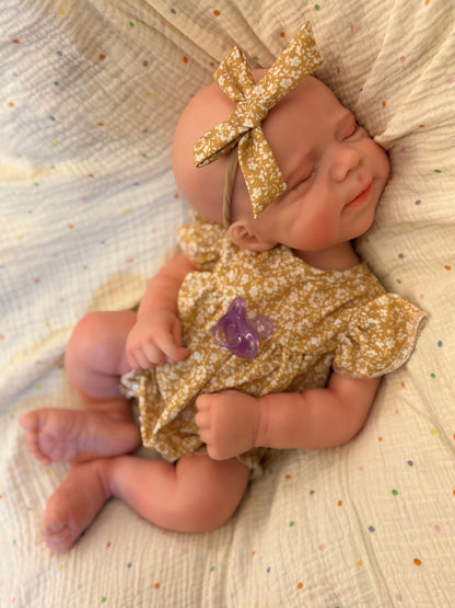 13 Inch Asleep Silicone Reborn Doll Can Open Mouth Baby Girl Doll Handmade Lifelike Newborn Doll For Birthday Gifts