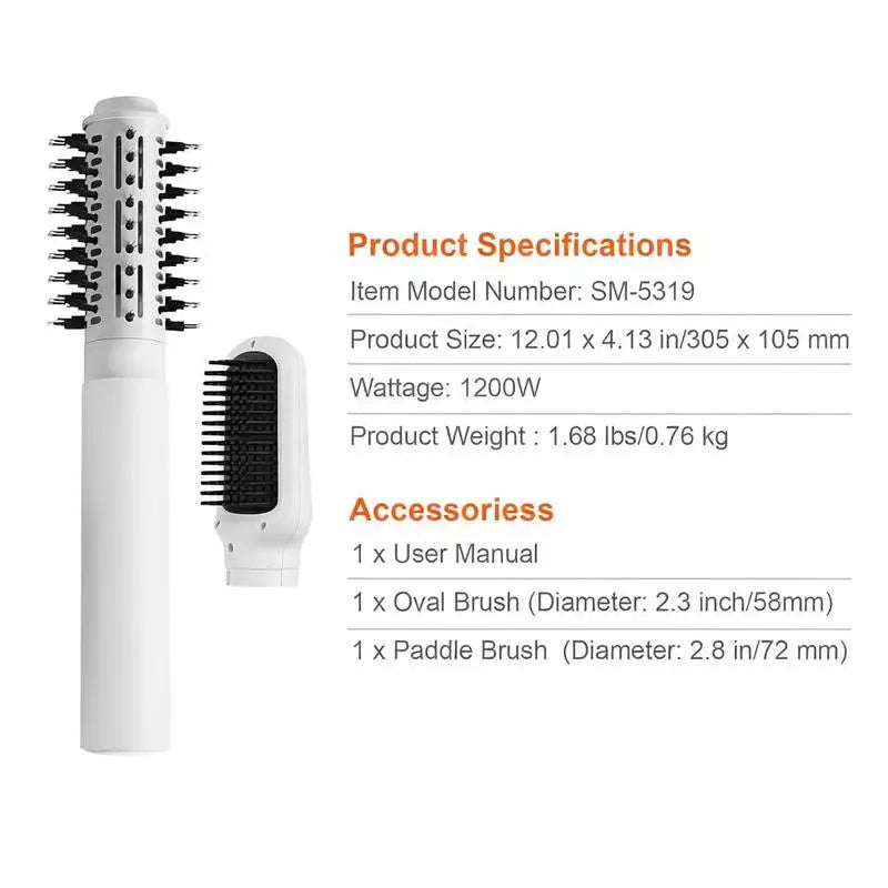 Hair Dryer Styler, Ionic Hair Dryer Brush, 110,000RPM High-Speed Hot Air Styler with Brushless Motor, Oval & Paddle Brush, Blow Dryer Brush Styling Tool for Fast Drying Volumizing Straightening