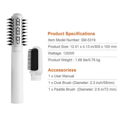 Hair Dryer Styler, Ionic Hair Dryer Brush, 110,000RPM High-Speed Hot Air Styler with Brushless Motor, Oval & Paddle Brush, Blow Dryer Brush Styling Tool for Fast Drying Volumizing Straightening