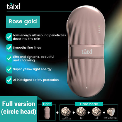 Portable Ultrasound Skin Care Tool with Yellow Light Energy Lift Tighten Restore Skin Luster AI Safety Protection