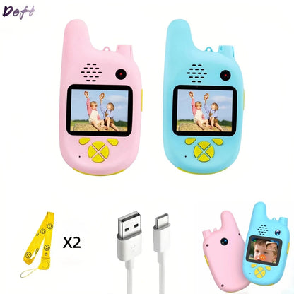 2PCS Beginner Kids Mini Walkie Talkie Rechargeable 1500mAh Handheld 3km Radio Transceiver Interphone Child Halloweens Toys Gifts