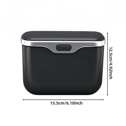 1pcs  Hanging Multifunctional Car Trash Can with Lid Button Wet Dry Use Auto Interior Storage Organizer Bin