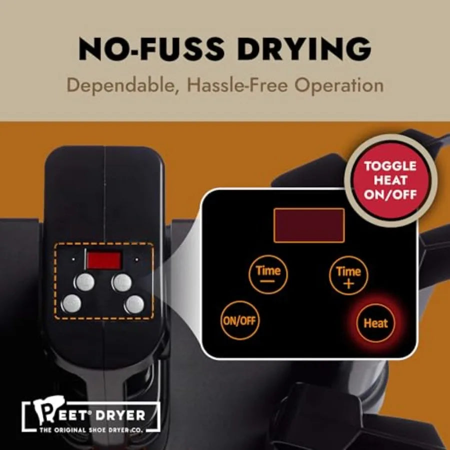 Heated family dryer for 3 pairs of boots and shoes, PEET, black, rapid drying with even heat distribution