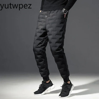 Fashion 90% White Duck Down Padded Thicken Winter Warm Down Pants Men Joggers Outdoor Sport Running Sweat Pants Thermal Trousers