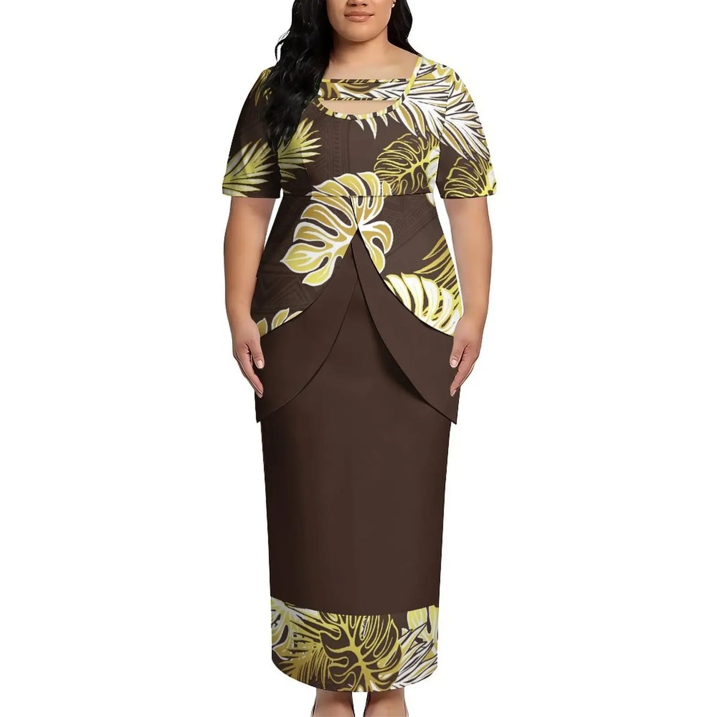 Puletasi New Design Short Sleeved Long Dress Customized Top And Skirt Knee Length Dress Party Top And Skirt Soft Fabrics