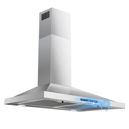 24/30 Inch Wall Mount 450CFM Stainless Kitchen Vent Gesture Sensing & Touch Control 3 Speed Range Hood