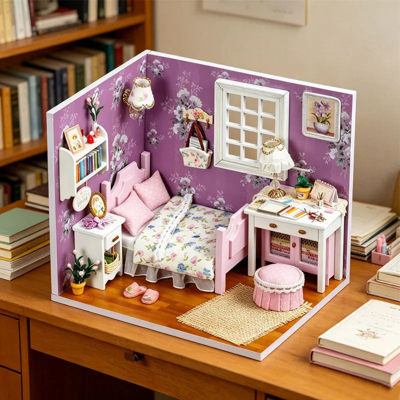 DIY Wooden Miniature Doll House Kit 3D Puzzle Assembly Building Kits With Furniture Decoration Dollhouse Toys For Birthday Gifts
