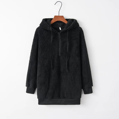 Fashion Trend Long-sleeved Hooded Solid Color, Women's Sweater Coat
