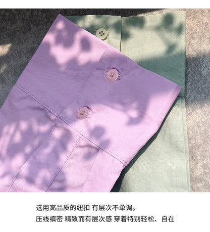 100% Cotton Loose Solid Color Basic Shirt For Women Spring 2026 Elegant Office Ladies Lapel Collared Cardigan Long-Sleeve Shirts