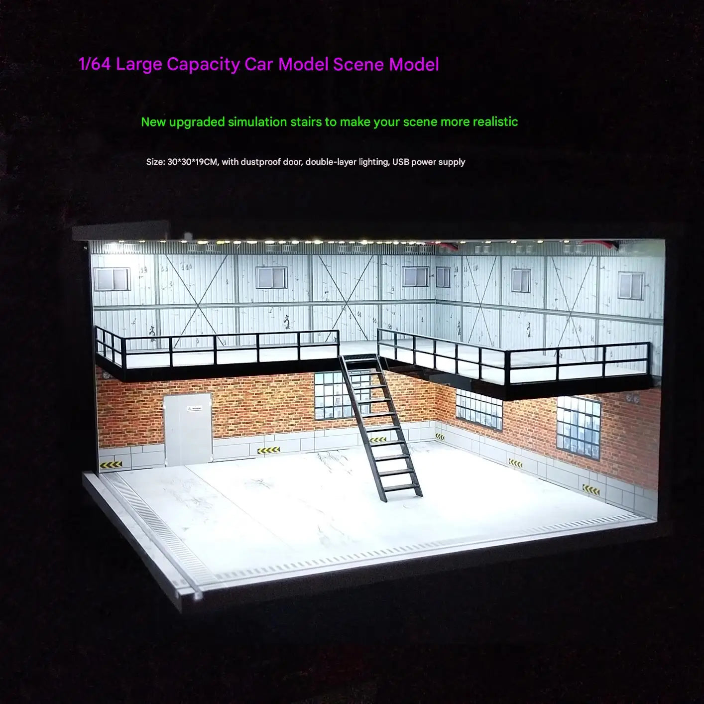 1/64 1/18 1/24 1/32 1/43 Scale Car Garage Diorama Models Set Scene LED Parking Lot Model for Matchbox Hot Wheels Collection