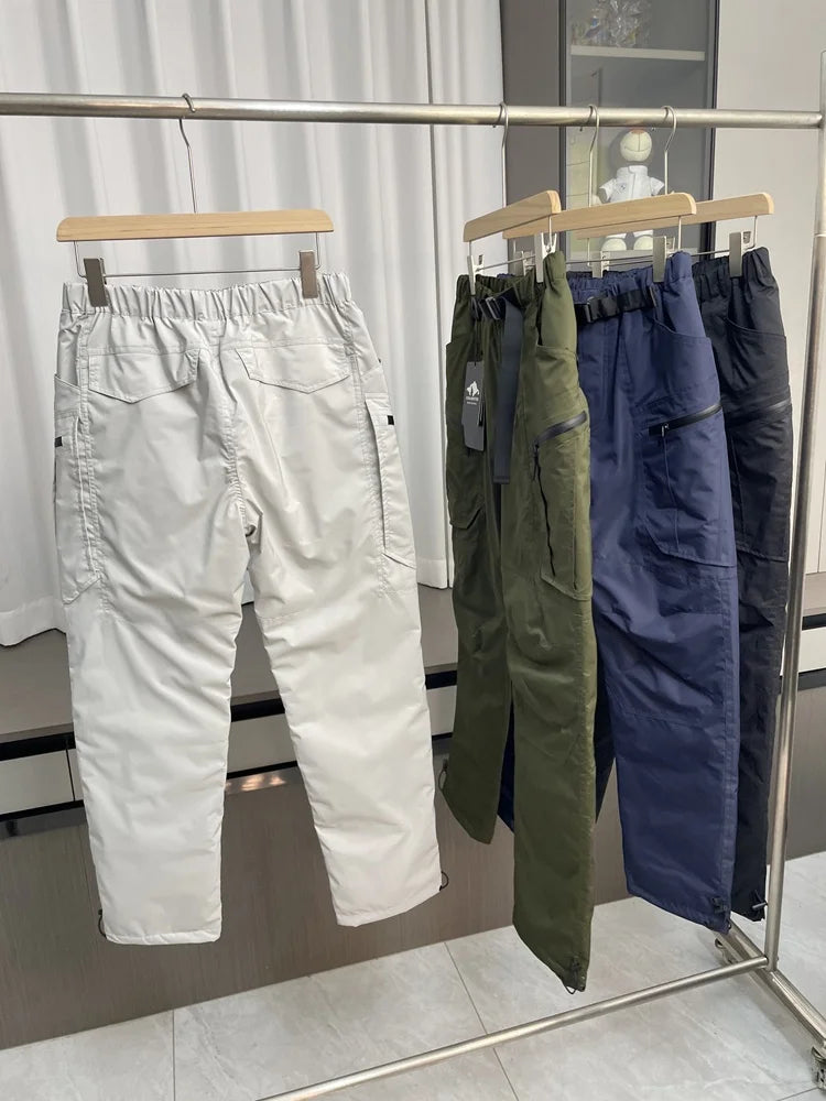Men's Winter Outdoor Waterproof down Trousers 90 Goose down Workwear Long Pants Youth Fashion Casual  Color