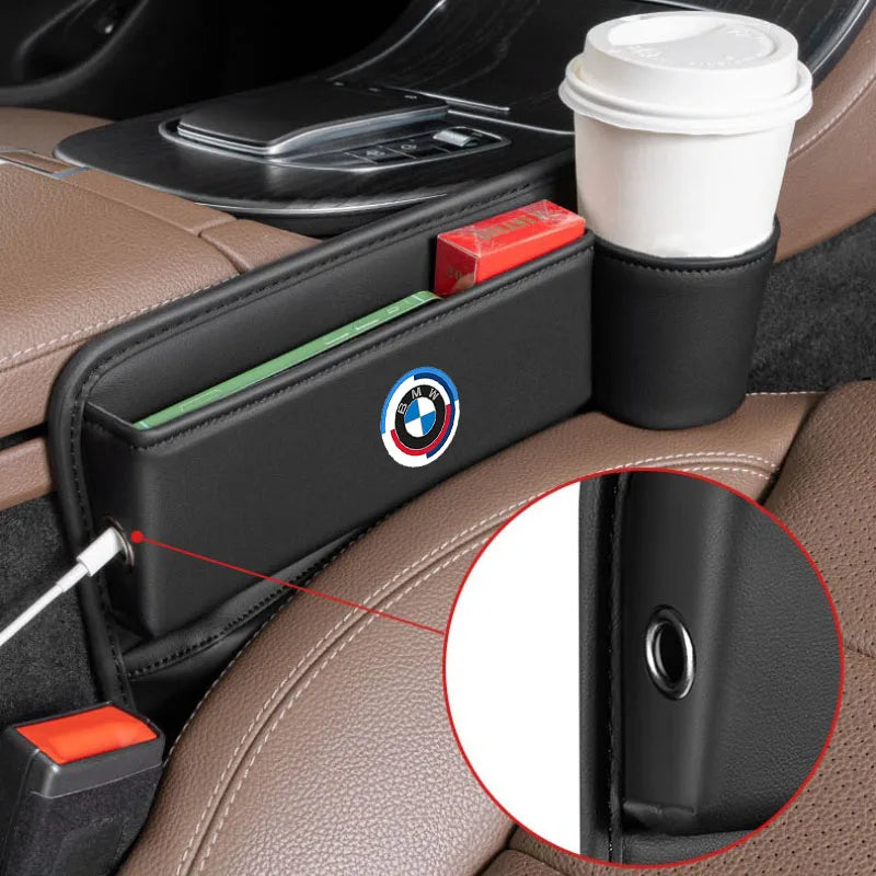 Car Front Seat Crevice Storage Box Pocket With Cup Holder for BMW E30 E34 E36 E39 E46 E52 E53 E60 E61 E62 E70 E83 Accessories