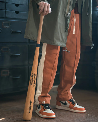 Non Stock 80s Old School Style Two-Tone Sweatpants Mens Cotton Jogging Trousers