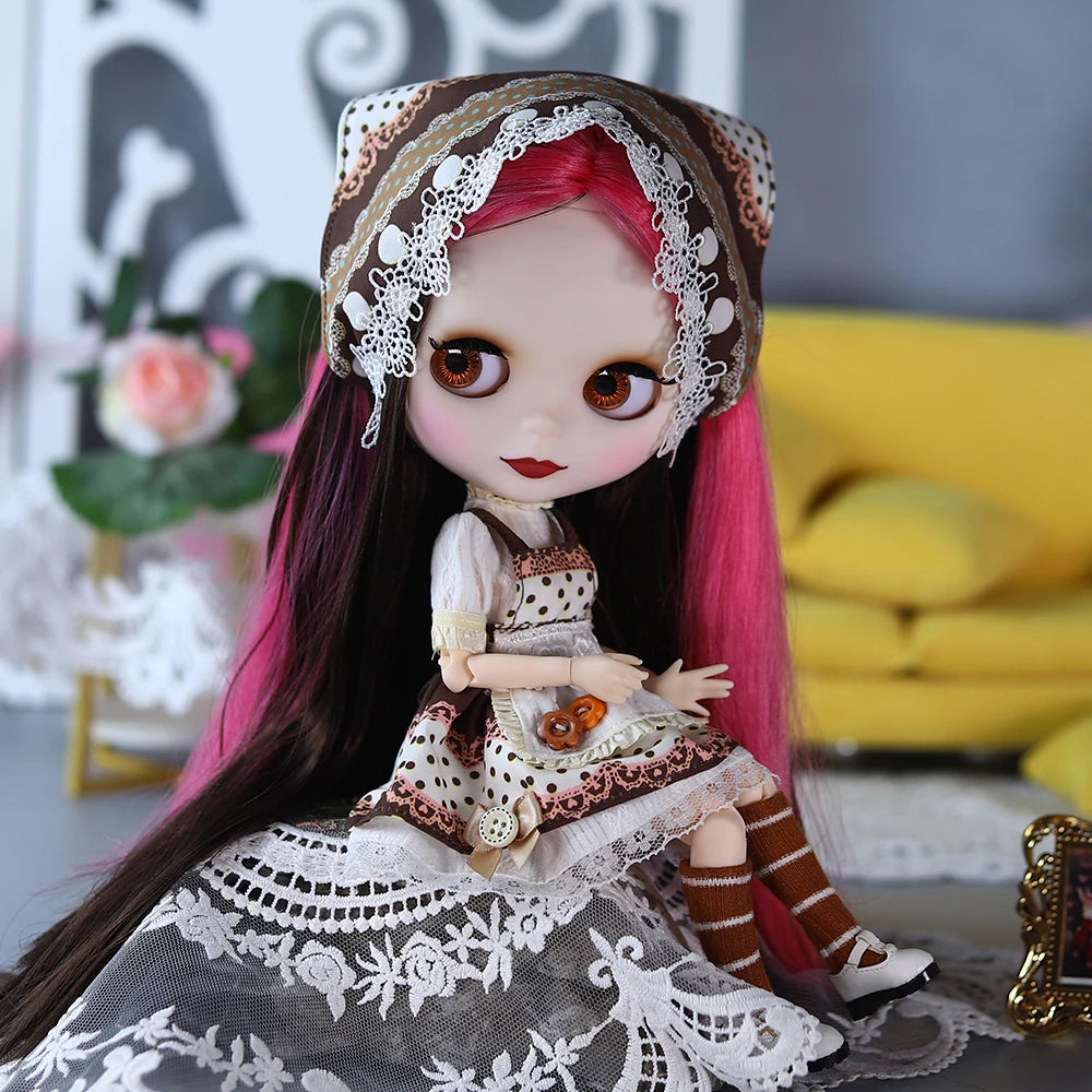 ICY DBS Blyth doll 1/6 bjd Red and Black hair series dolls nude joint body for girl gift